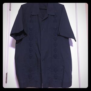 Havanera Co Guayabera shirt. Navy. Size XL